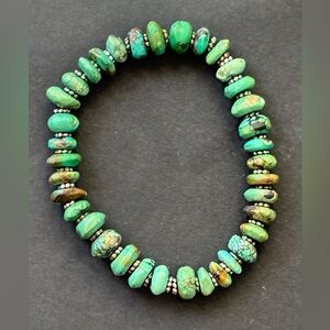 Green Turquoise Bead Stretch Bracelet  - Women Jewelry
